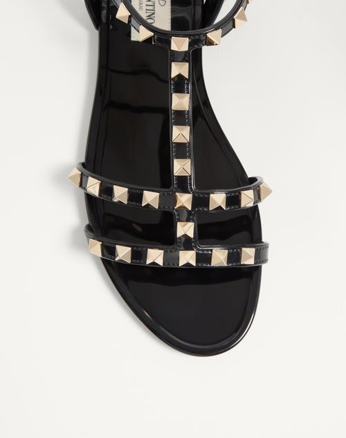 Valentino Garavani - Rockstud Flat Rubber Sandals - Black - Woman - Sandals